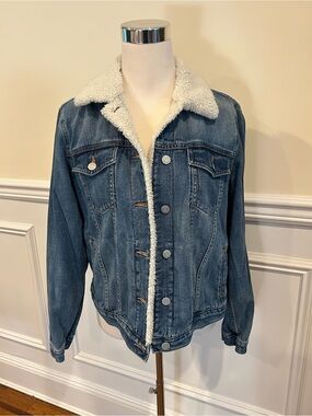 GAP Sherpa Lined Jacket - Blue with Cream Collar women’s Large